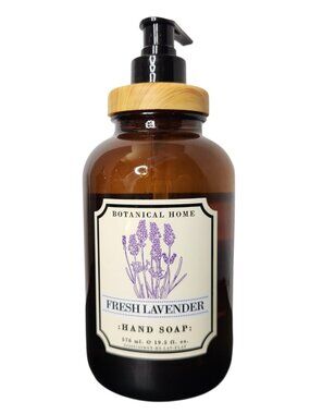 Botanical Home Fresh Lavender Hand Soap 19.5 Fl Oz Glass Amber Bottle